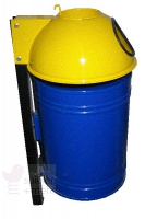 Abfallbehälter mit Aschenbecher, blau/gelb